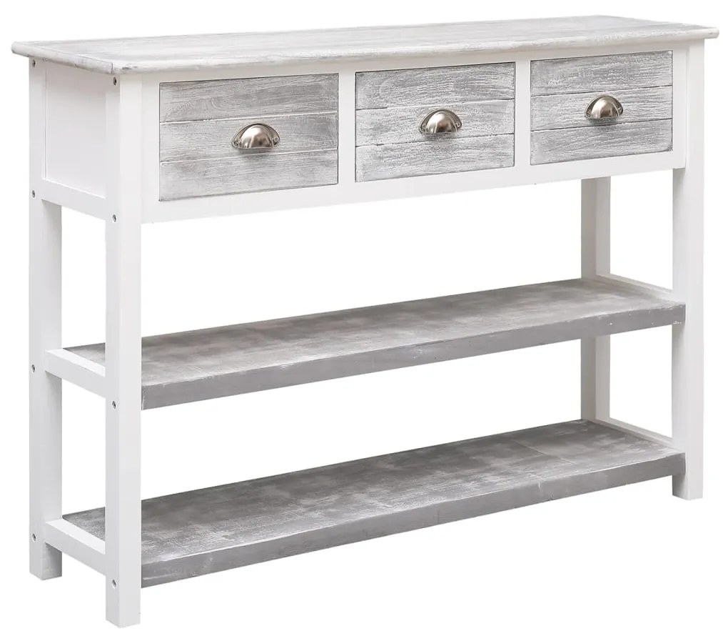 Credenza grigio antico 108x30x76 cm legno massello di paulownia