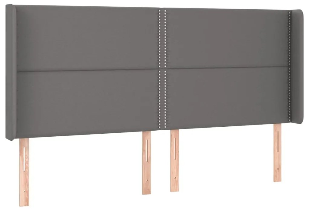Testiera ad orecchio grigio 203x16x118/128 cm in similpelle