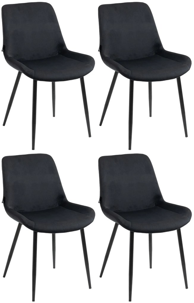 Set 4 Sedie Da Pranzo Victoria İn Velluto / Schwarz