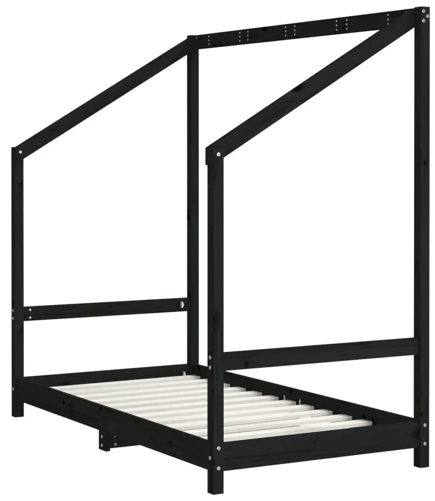Giroletto per bambini nero 80x160 cm in legno massello di pino