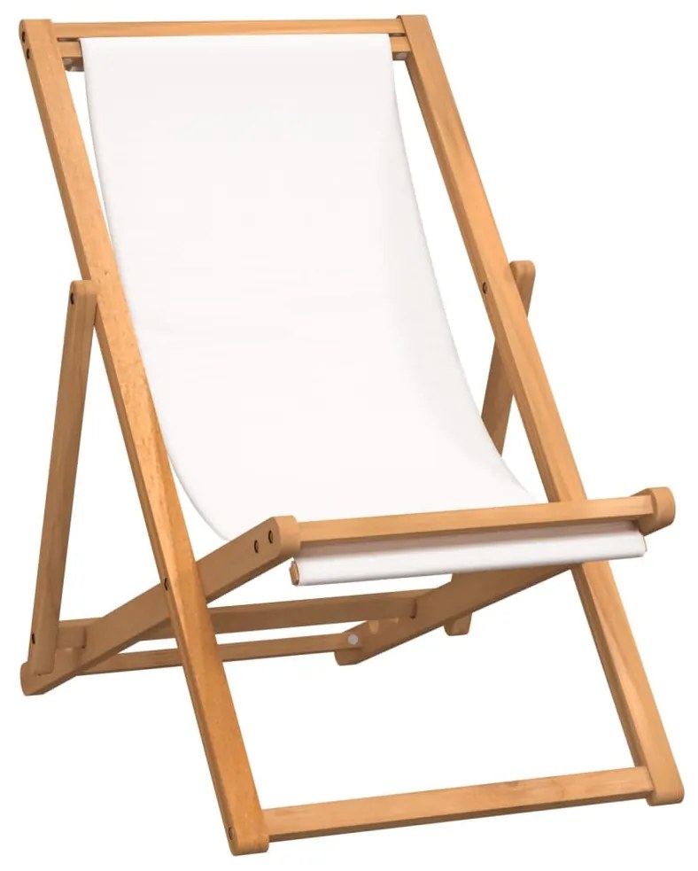 Sedia a sdraio in legno di teak 56x105x96 cm crema