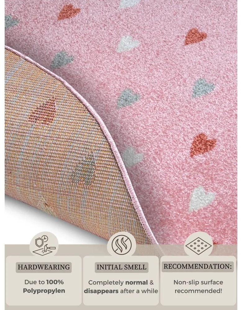 Tappeto rosa per bambini ø 140 cm Little Hearts - Hanse Home