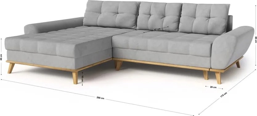 Divano letto angolare grigio chiaro (penisola a sinistra) Balitco - Ropez