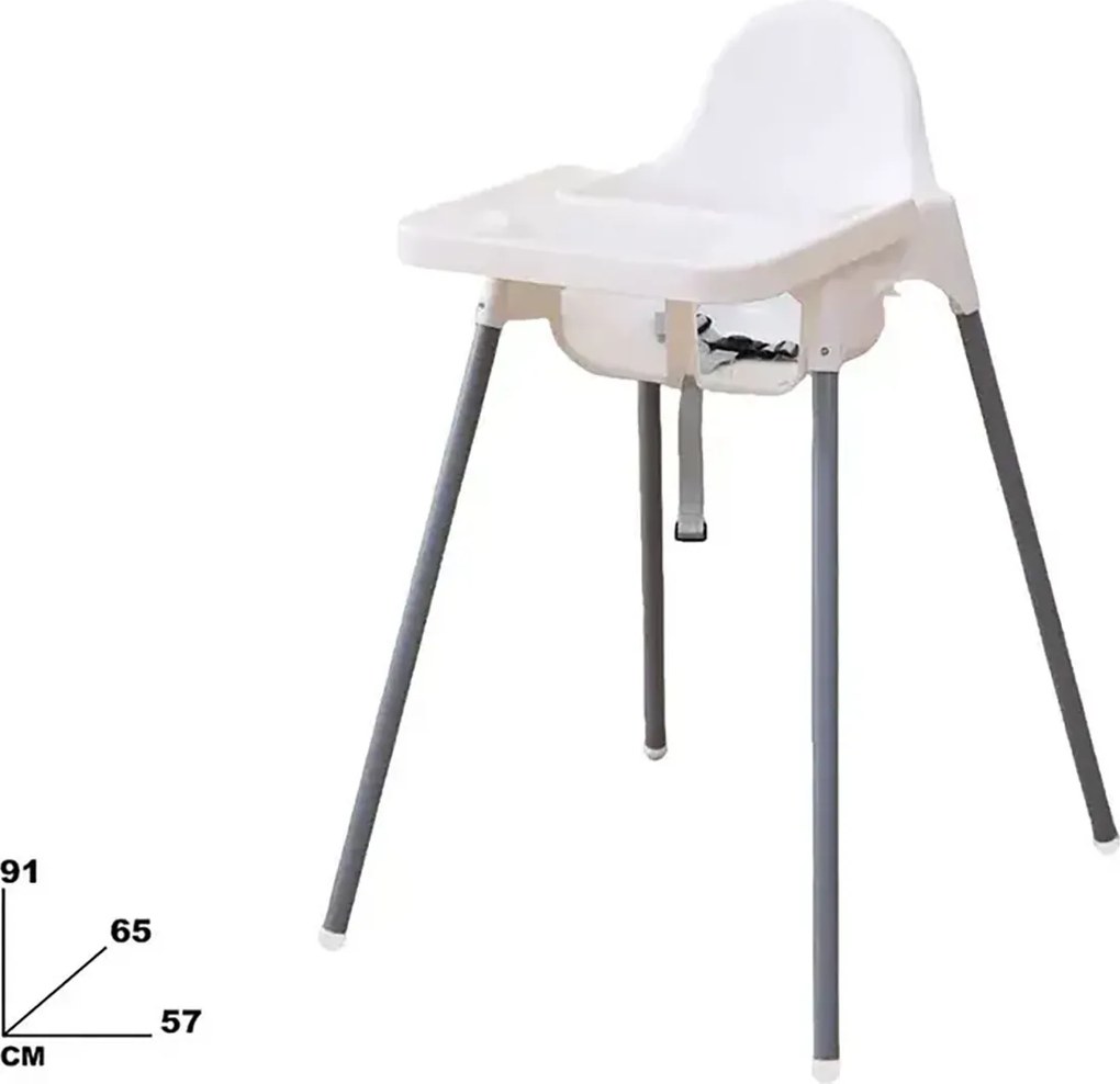Seggiolone Pappa Easy 91x65x57 cm con Vassoio e Cinture di Sicurezza Bianco...