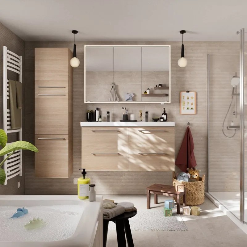 Specchio Contenitore Remix Con Illuminazione Remix SENSEA bianco L 120 x H 80 x P 16.9 cm
