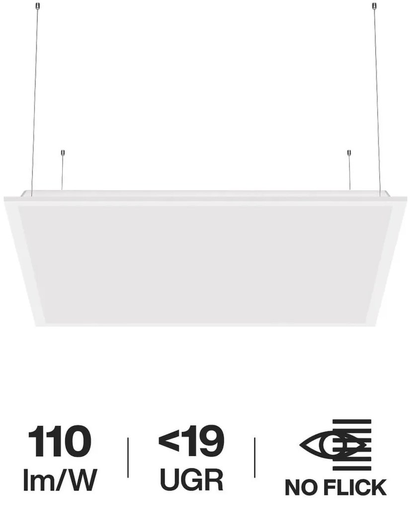 Pannello LED a Sospensione 60x60 40W IP40 110lm/W No Flickering UGR19 Colore Bianco Naturale 4.000K