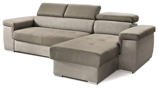 Divano letto angolare reversibile in nabuk 280 cm COMFORT Grigio e Tortora