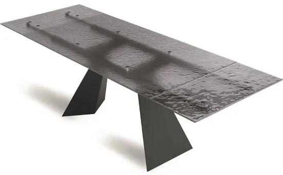 Tavolo allungabile 240 cm WATERS base in metallo Nero e piano in vetro Fumč