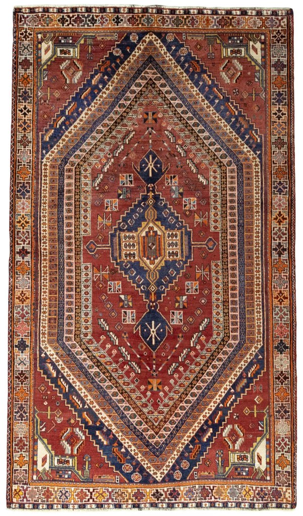 Shiraz Tappeto 150 x 260 Rosso (Iran) Annodato A Mano