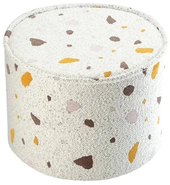 Pouf per bambini bianco con rivestimento in bouclé e ciniglia Terrazzo – Wigiwama