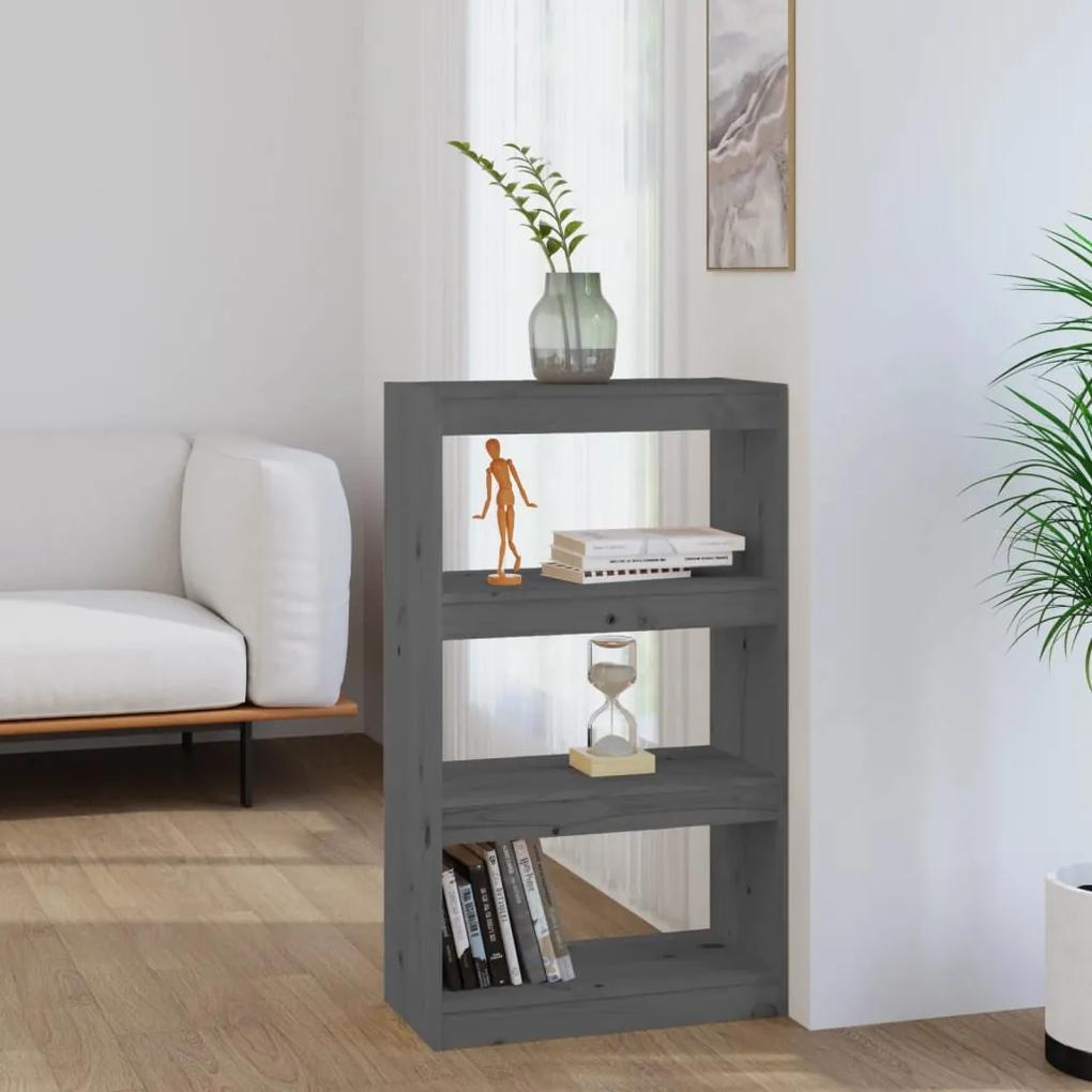 Libreria/divisorio grigio 60x30x103,5 cm in massello di pino