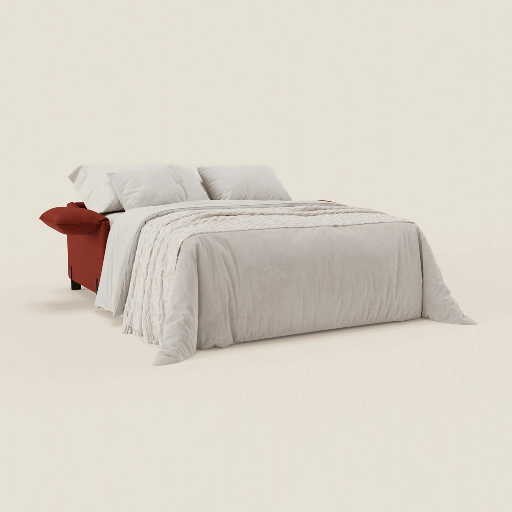 Primula divano letto con materasso alto 18 cm - braccioli mobili e tessuto smacchiabile T05 rosso