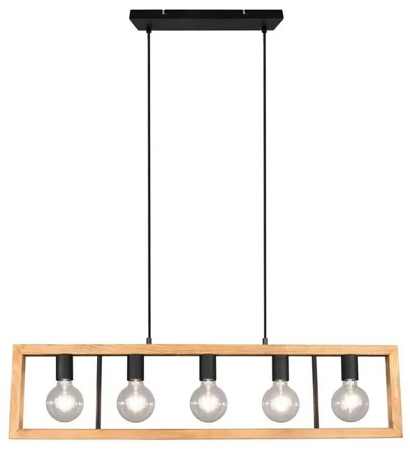 Anahita 5 Lampada a Sospensione Wood/Black - Lindby