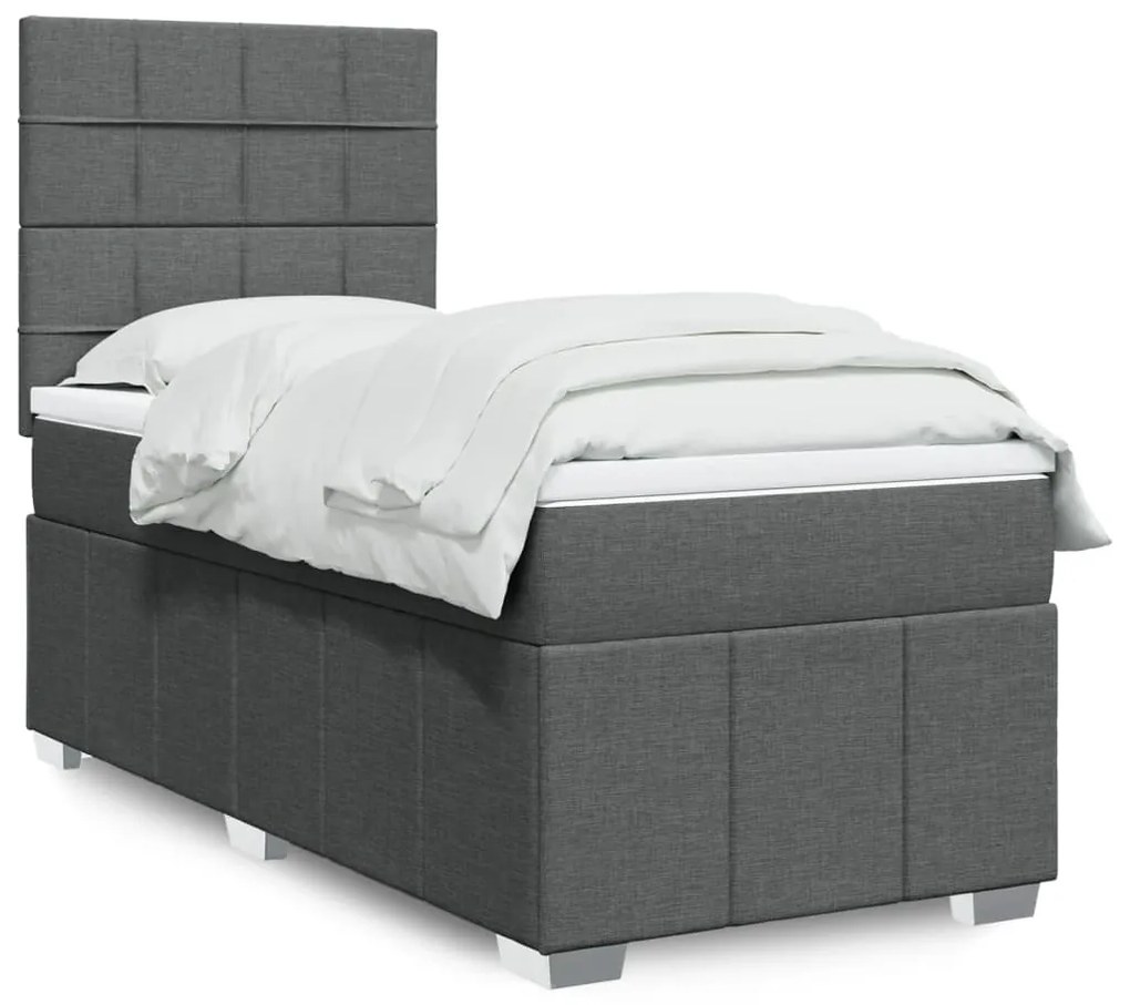 Giroletto A Molle Con Materasso Grigio Scuro 80x200 Cm Tessuto /