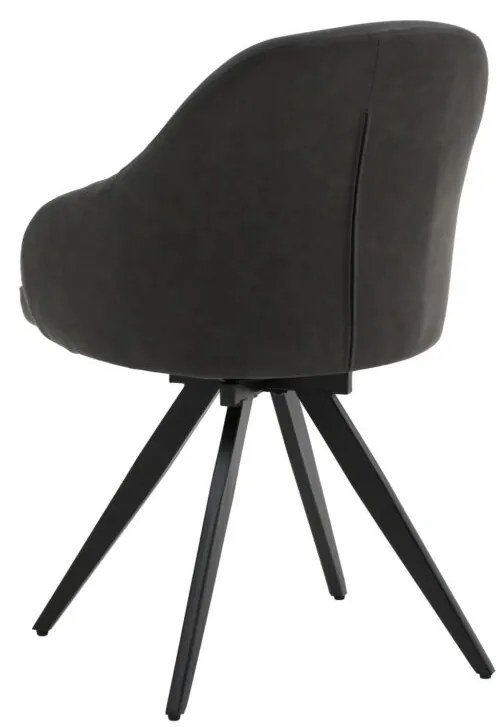 Set di sedie girevoli COVENT in similpelle antracite e gambe in metallo nero, con braccioli
