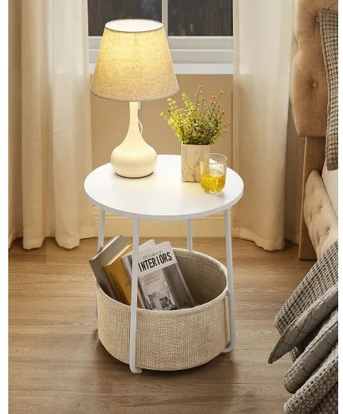 Tavolino laterale NOIRA bianco/marrone chiaro