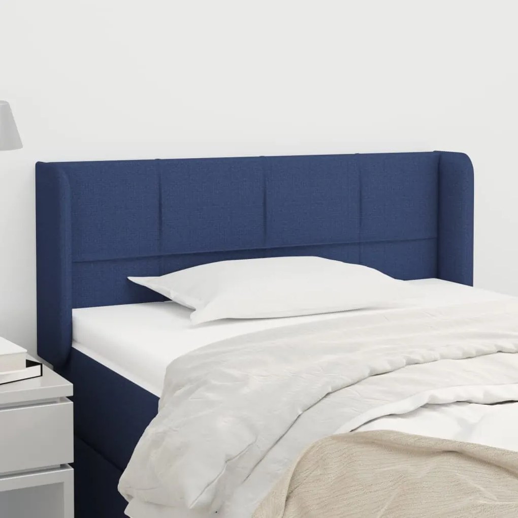 Testiera Ad Orecchio Blu 103x16x78/88cm İn Tessuto /
