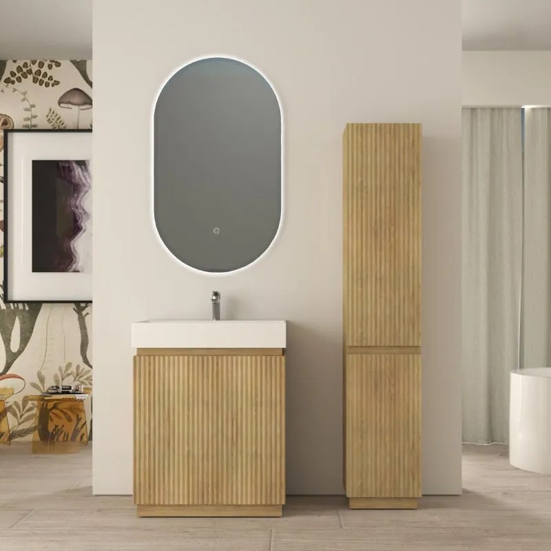 Mobile da bagno sottolavabo Cortina L70 X P45 X H 79cm, cannettato, rovere tabacco