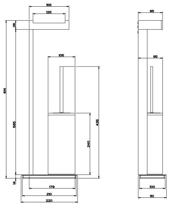 Piantana porta scopino portarotolo a pavimento Bianco Cromo Rettangolo 20933 Gessi