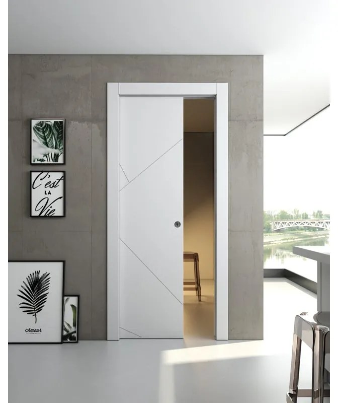 Porta scorrevole Venezia bianco L 60 x H 210 cm reversibile