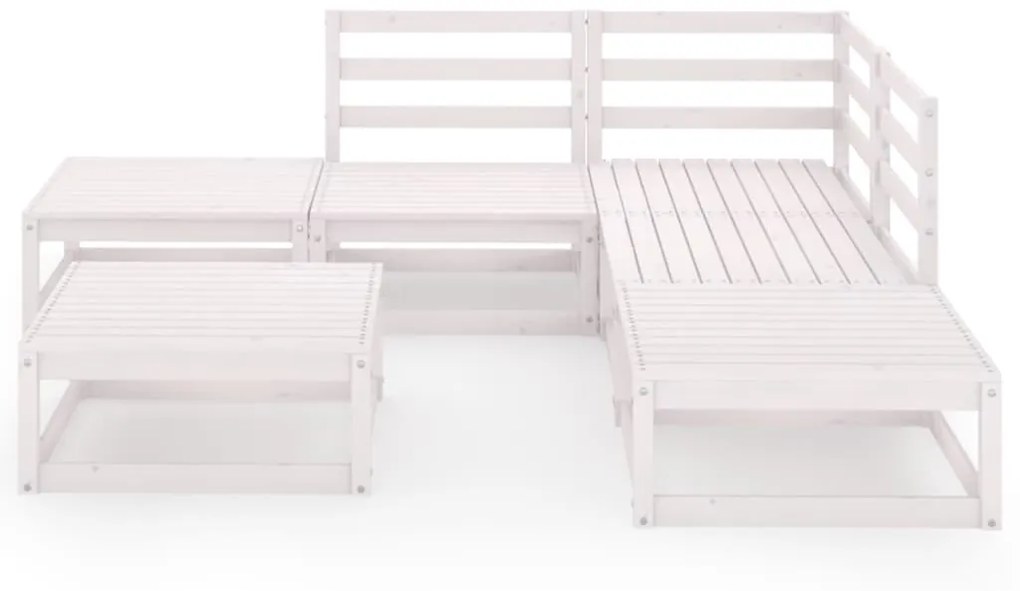 Set Divani da Giardino 6 pz Bianco in Legno Massello di Pino