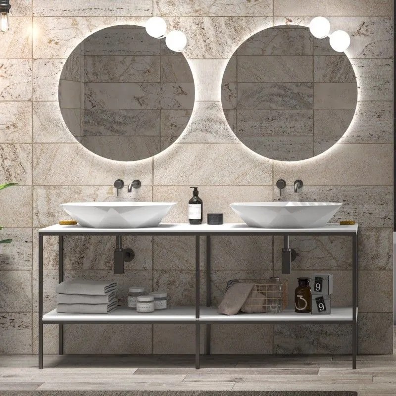 Kamalu - mobile bagno metallico 175 cm con due piani net-175