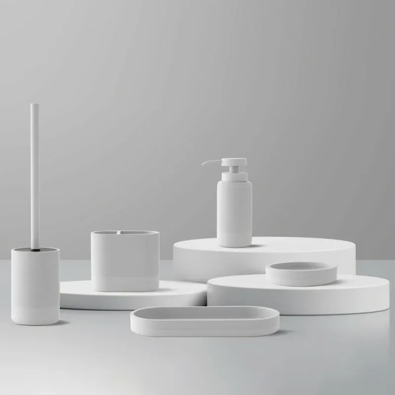Set accessori bagno 2 pezzi in poliresina bianca Marica