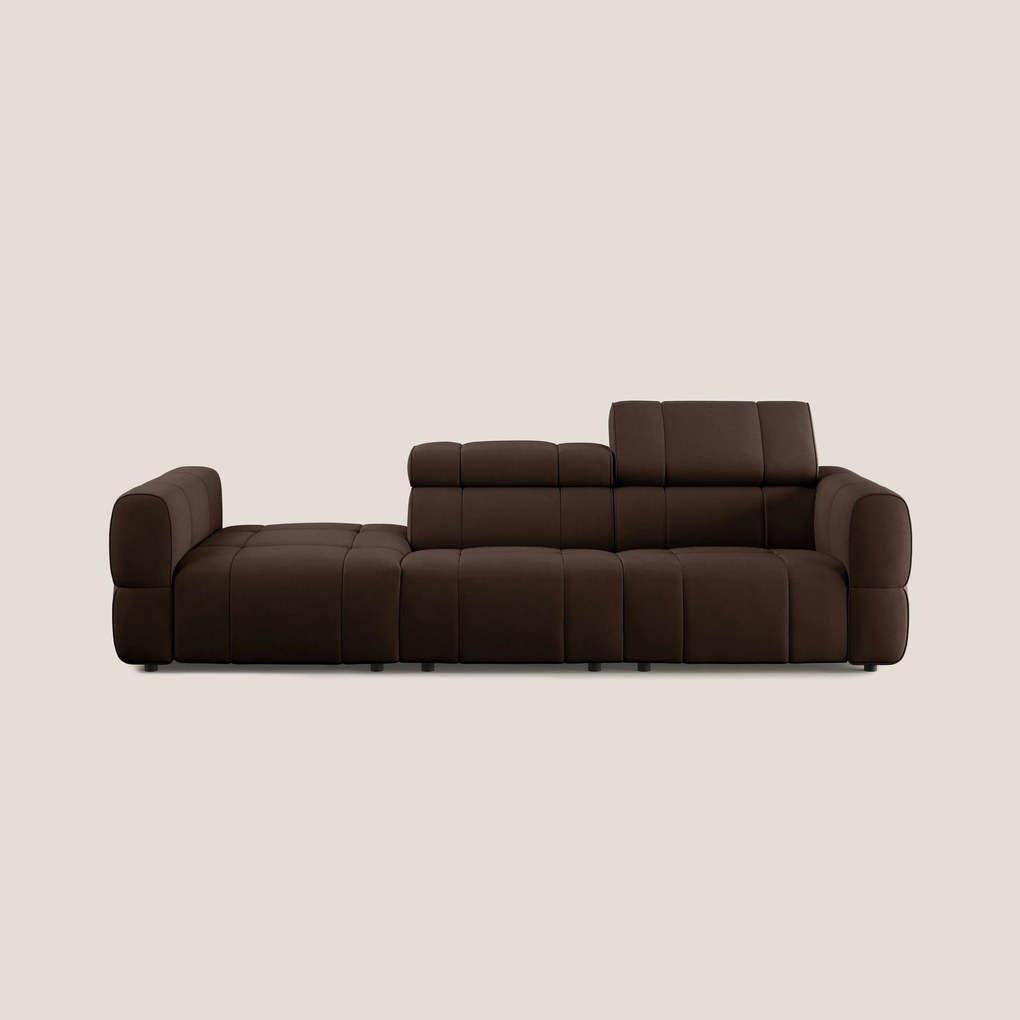 Giotto Divano con terminale e opzione relax elettrico in microfibra effetto velluto impermeabile T09