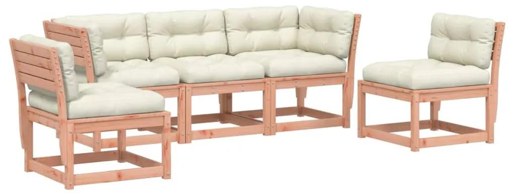 Set divani giardino 5 pz con cuscini legno massello di douglas
