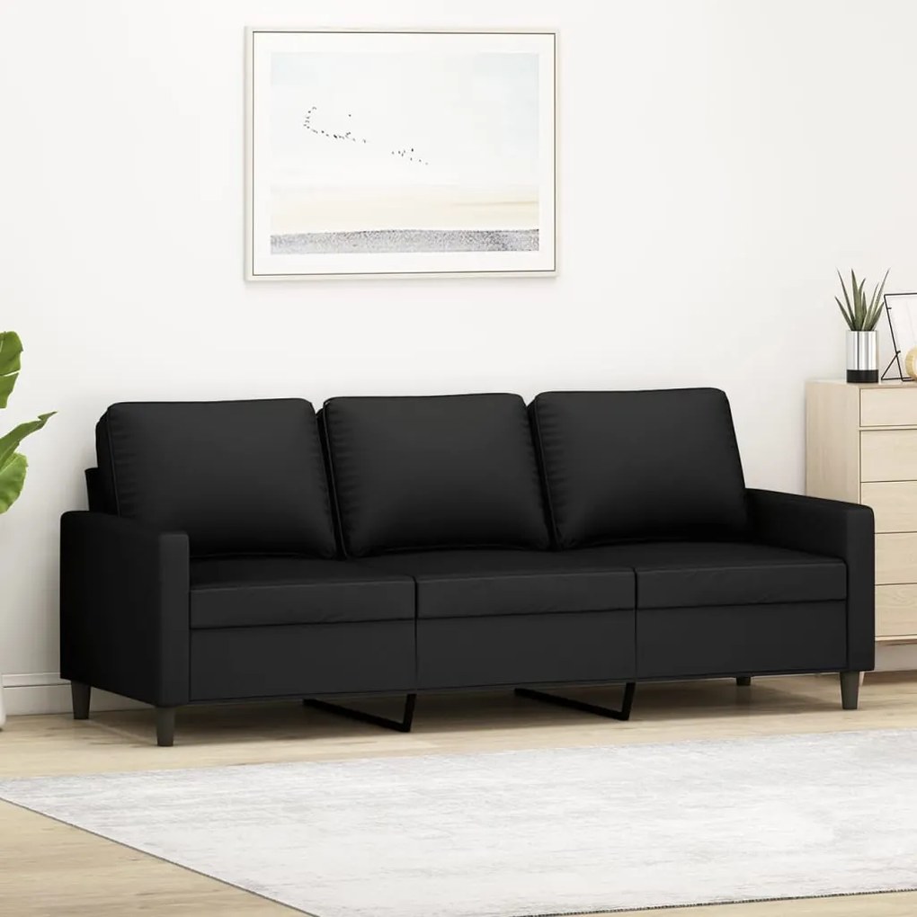 Divano A 3 Posti Nero 180 Cm İn Velluto /