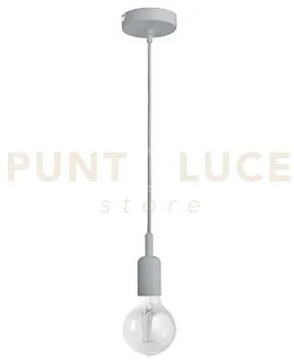 Gso075- pendente flute cavo in stoffa e rosone grigio cemento  1 lu...