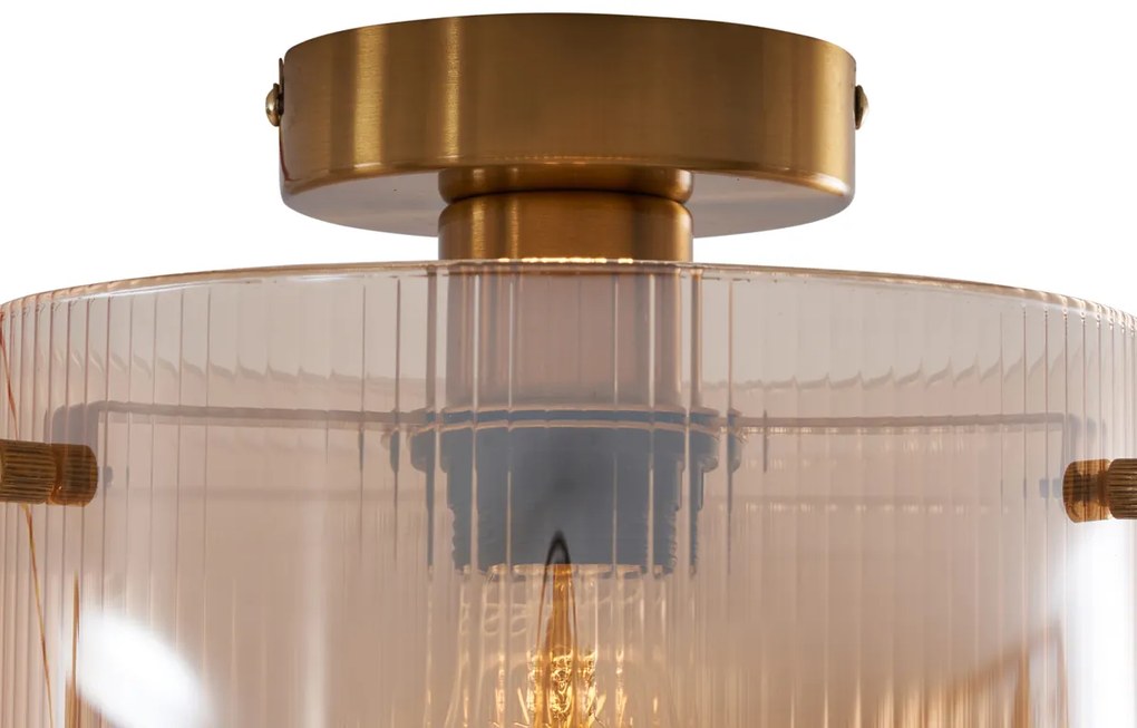 Lampada da soffitto Art Déco ottone con vetro ambra - Laura