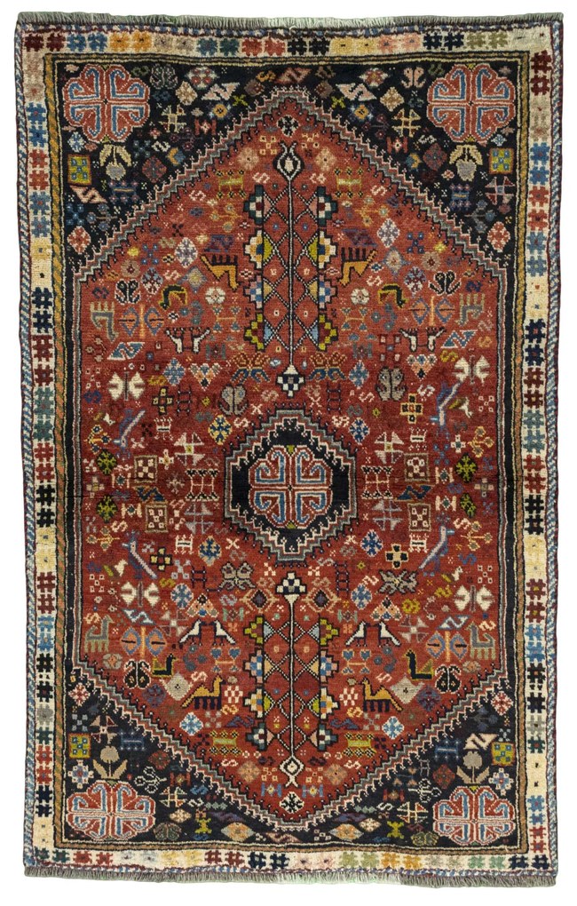 Shiraz Tappeto persiano 110 x 170 Rosso (Iran) Annodato A Mano