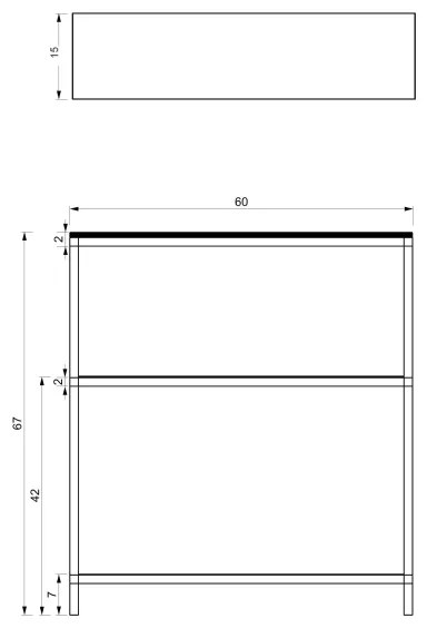 Portaoggetti da bagno 67x60 cm nero