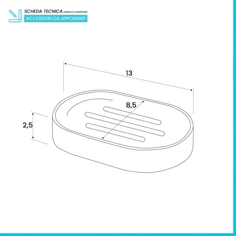 Porta sapone bagno bianco crema design tondo in plastica Pop