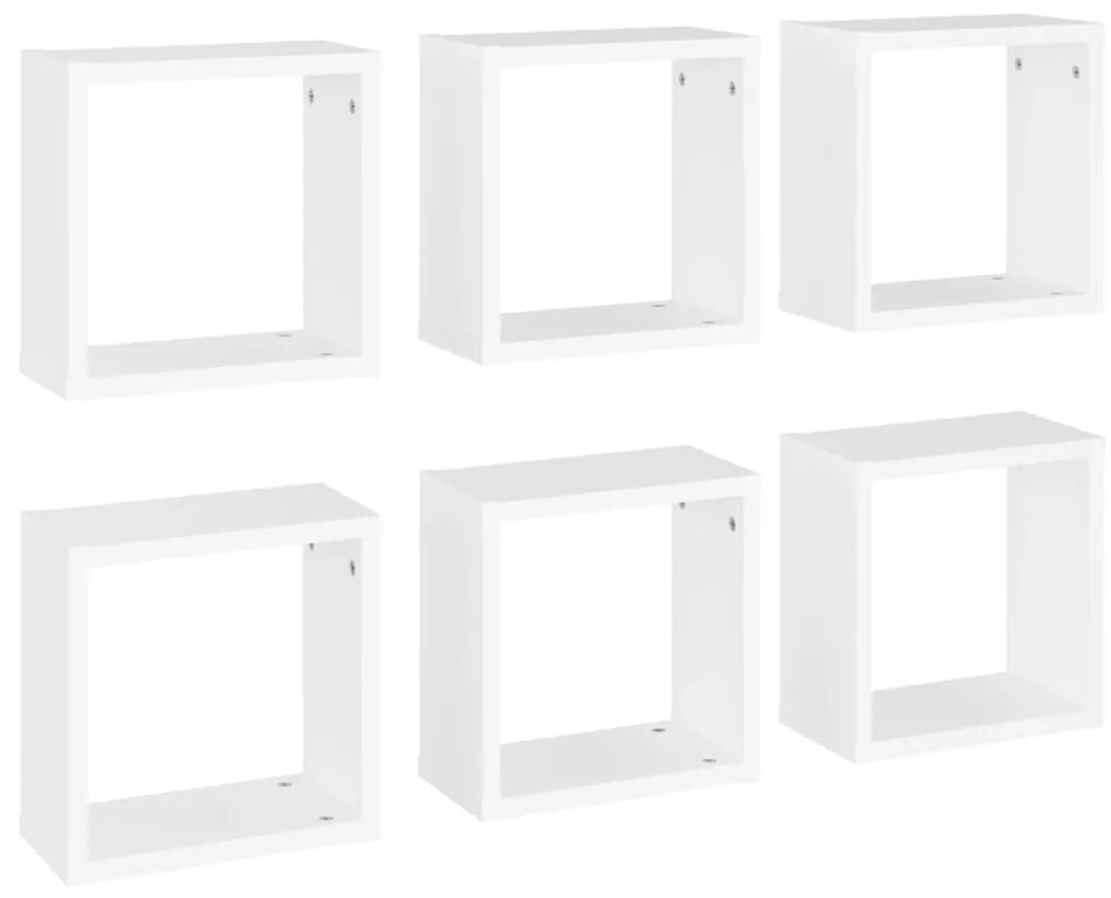 Mensole parete a cubo 6 pz bianche 30x15x30 cm