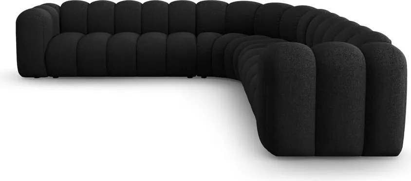 Divano angolare componibile color antracite con rivestimento in ciniglia Lupine – Micadoni