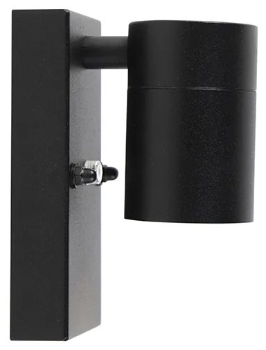 Lampada da parete esterna moderna nera IP44 con sensore crepuscolare - Solo