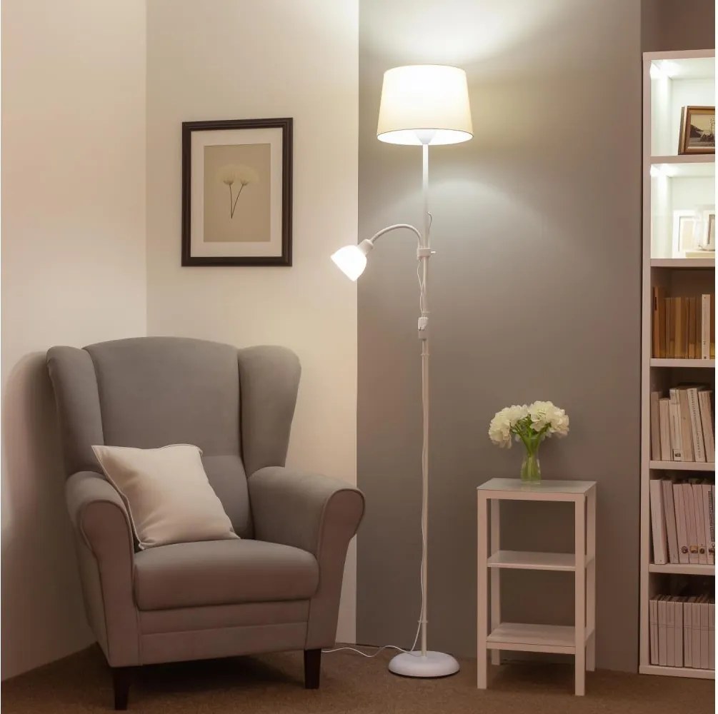 Brilagi - Lampada da terra CERIA 1xE27/100W/230V + 1xE14/25W bianco/beige