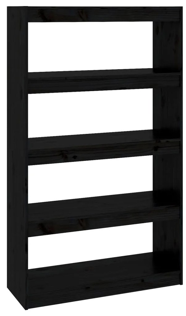 Libreria/divisorio nero 80x30x135,5cm in legno massello di pino