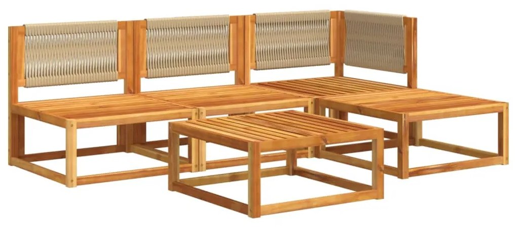 Set divano da giardino 5 pz con cuscini legno massello acacia