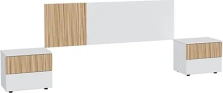 Testiera + 2 Comodini Ethna 0E6070A Bianco Artik E Rovere Natur Listato