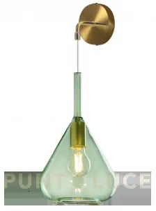 Applique ottone sat. 1 luce vetro verde 1177os-a-ve