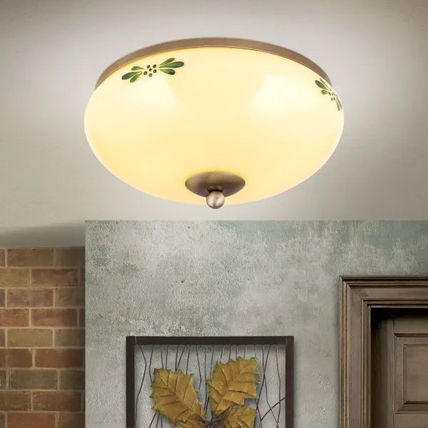 Orion DL 7-673 - Plafoniera LANDHAUS 2xE27/60W/230V diametro 28 cm bronzo/beige