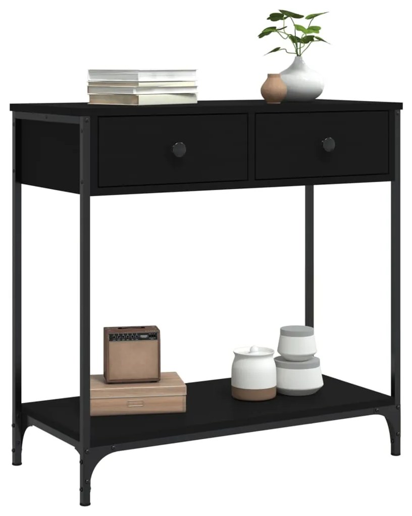 Tavolino consolle nero 75x34,5x75 cm in legno multistrato