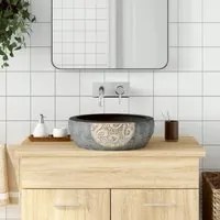 Lavabo da Appoggio Nero e Marrone Rotondo 41x14 cm Ceramica 155060