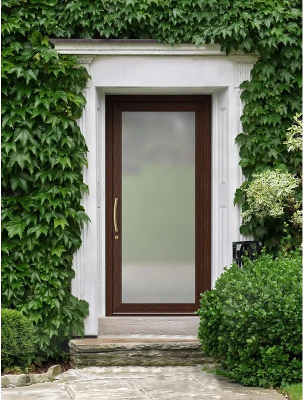Portoncino d'ingresso Condo2 L 90 x H 210 cm in PVC noce, apertura spingere a destra