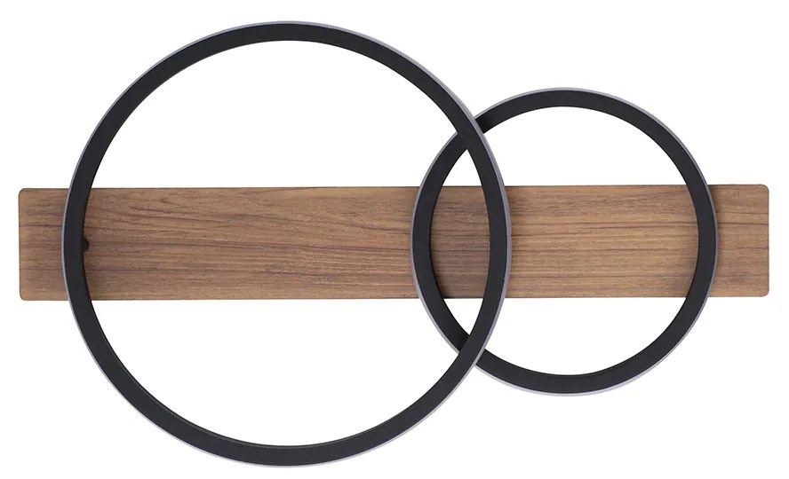 Plafoniera nera con legno incl. LED 2 luci - Marien