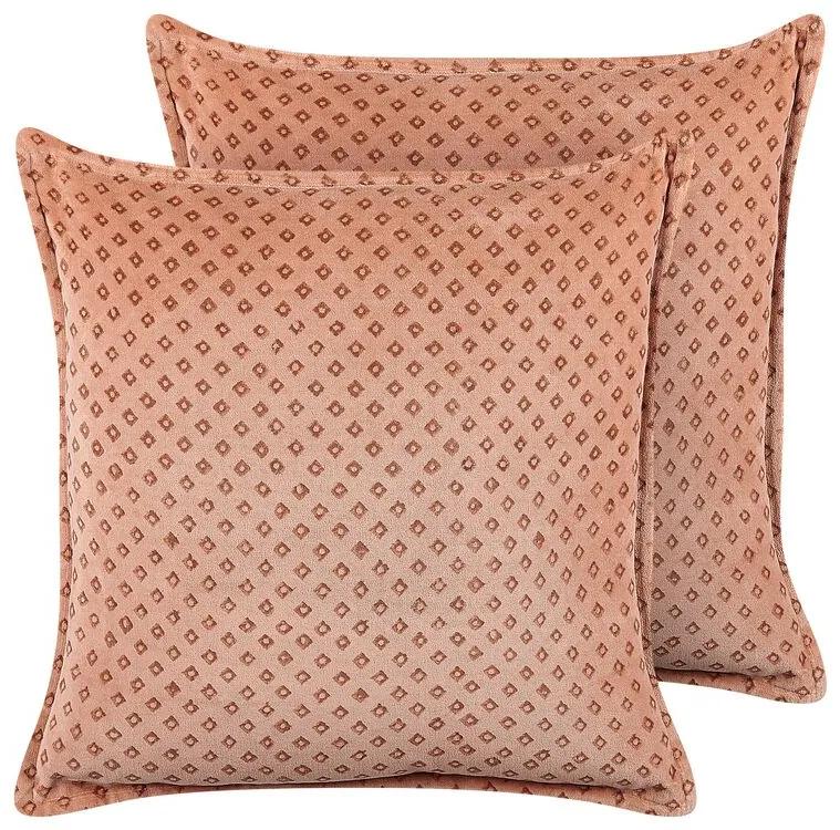 Set di 2 cuscini velluto rosa 45 x 45 cm RHODOCOMA Beliani