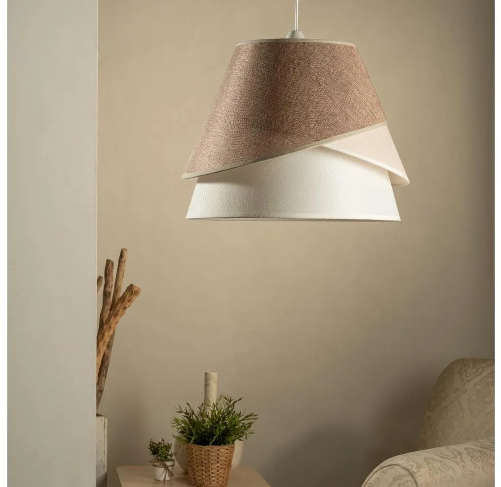 ONLI - Lampadario a cavo POLLON 1xE27/15W/230V marrone/crema/beige